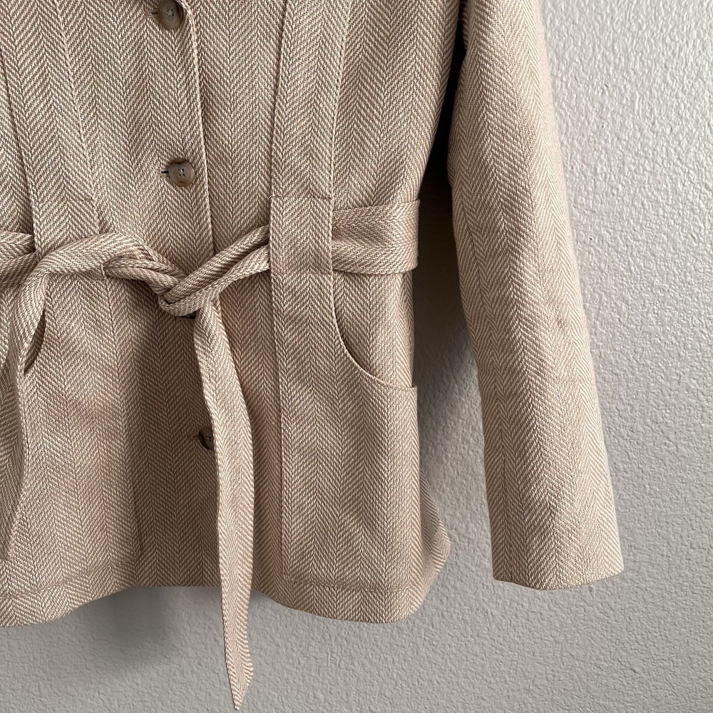 Banana Republic Women's Sz 6 Norfolk Linen Blend Jacket Coat Herringbone - Picture 9 of 10